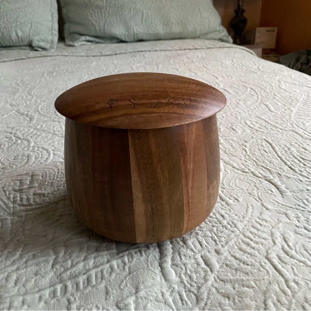 New RYZE Wood Mushrooom Coffee Container Acacia Wood Storage Container with Lid - Picture 5 of 9